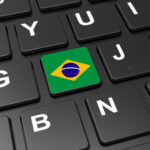Close,Up,Of,Button,With,Brazil,Flag,On,Black,Keyboard:
